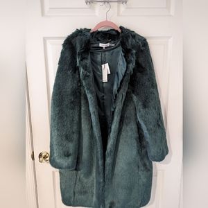 Stylish trending Calvin Klein Malachite NWT Faux Fur Coat size M